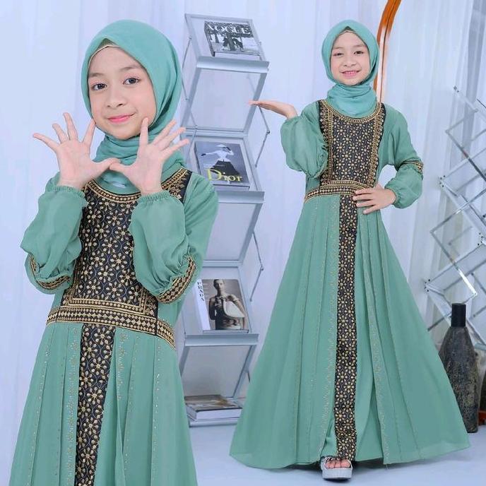 Gamis Abaya Anak Cindy Varian Warna Elegan - Busana Muslim Anak Cewek 5-12 Tahun