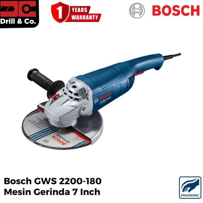 BARASKAKSUJA - BOSCH GWS 2200-180 MESIN GERINDA 7 INCH / GERINDA TANGAN 7" / ANGLE GRINDER