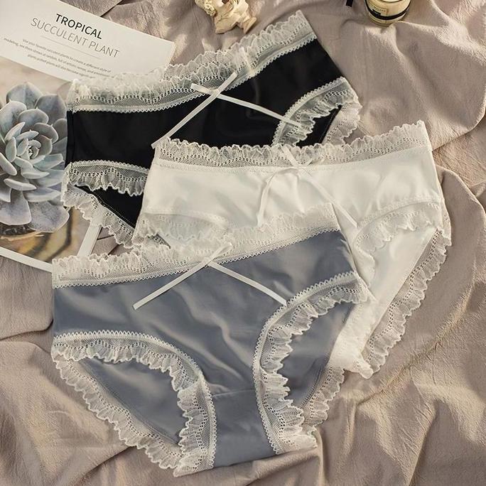 Celana Dalam Transparan Polos CD Seamless Pita Renda Underwear CD Motif Underwear Pita Bahan Nyaman 