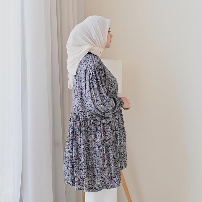 Marchemode Ziva Tunic Baju Lengan Panjang Muslim Atasan Tunik Wanita Rayon Allsize Nyaman Mewah
