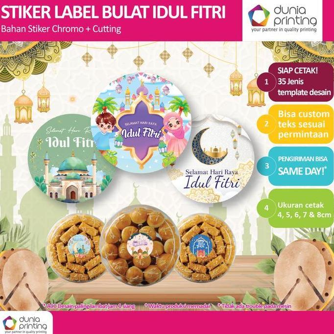 Termurah / Hot Sale Stiker Bulat Idul Fitri | Stiker Idul Fitri | Stiker Lebaran | Stiker Kue Lebara