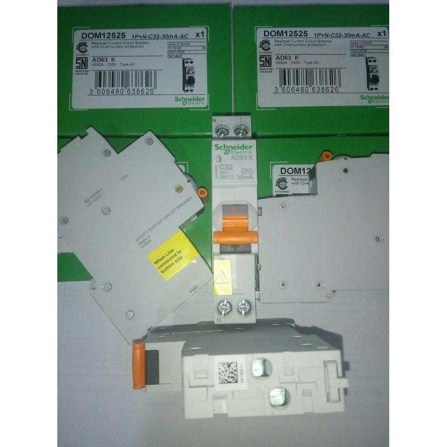 TERBARU - RCBO ( MCB + ELCB ) antikontak Schneider 10A
