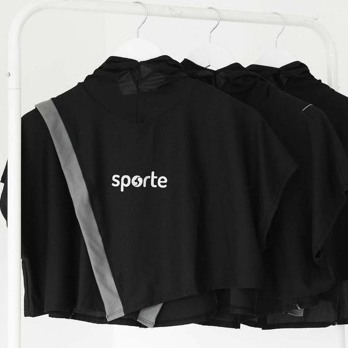 SH 05 - Hijab Jilbab Kerudung Panjang Rompi Bolero Olahraga Sport Sporte Wanita Muslim Sporty Hitam 