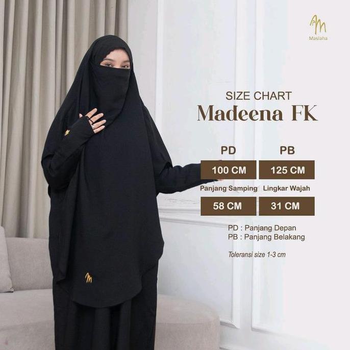 Maslaha Niqab Madeena French Khimar Bordir  Long FK Instant Umroh Haji  Shamira Stretch | Kerudung U