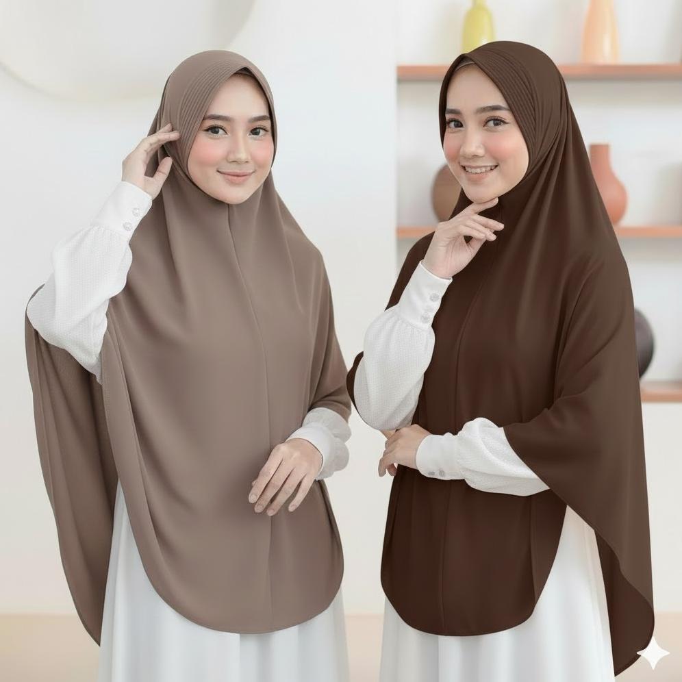 HOT DEALS Khimar Jumbo XXL Bergo Instan Jersey Tebal Adem, Tidak Menerawang