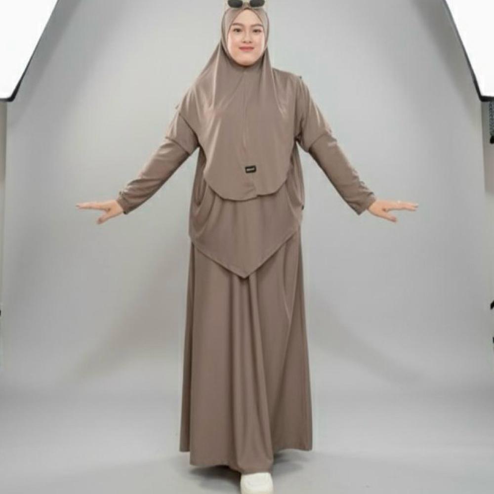 HOT DEALS ONE SET 3in1 ( gamis celana hijab) - gamis stelan kekinian - gamis stelan modis - STELAN B