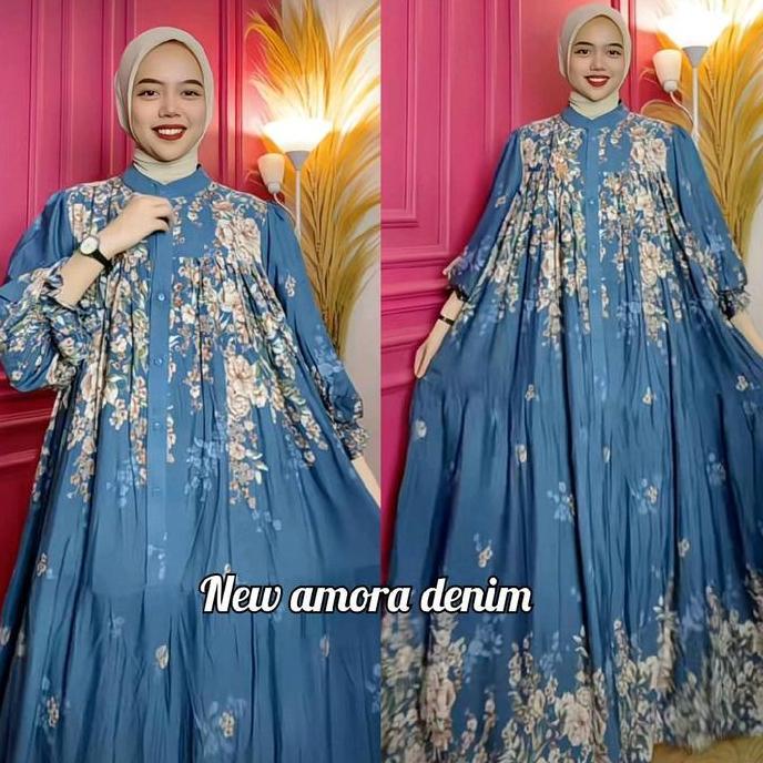gamis wanita muslim rayon syifa Dress lengan balon
