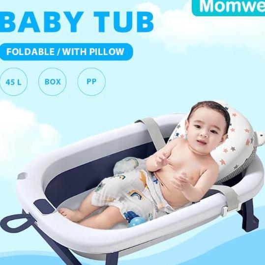 Momwell Bak Mandi Bayi Lipat Dengan Bantal Mandi Tempat Mandi Bayi Portable Merah Jaringmandi Baby B