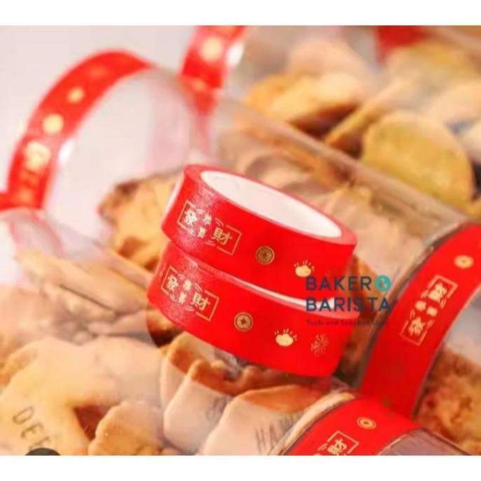 (:(:(:(] Selotip Washi Tape Toples Imlek 1 Roll (10 M) Isolasi Toples Christmas Toples Kue Kering Co