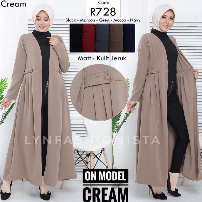 LONG CARDIGAN PANJANG OUTER WANITA MUSLIMAH JERUK TEBAL ADEM/VIKA