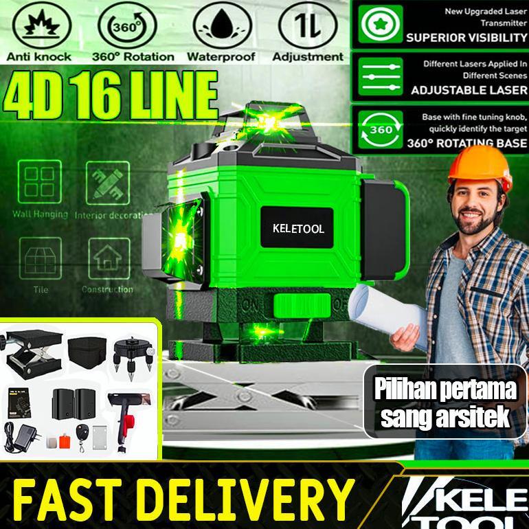[NEW] laser level bangunan waterpass laser multifungsi meteran laser level hilda 4d 16 line Tingkat 