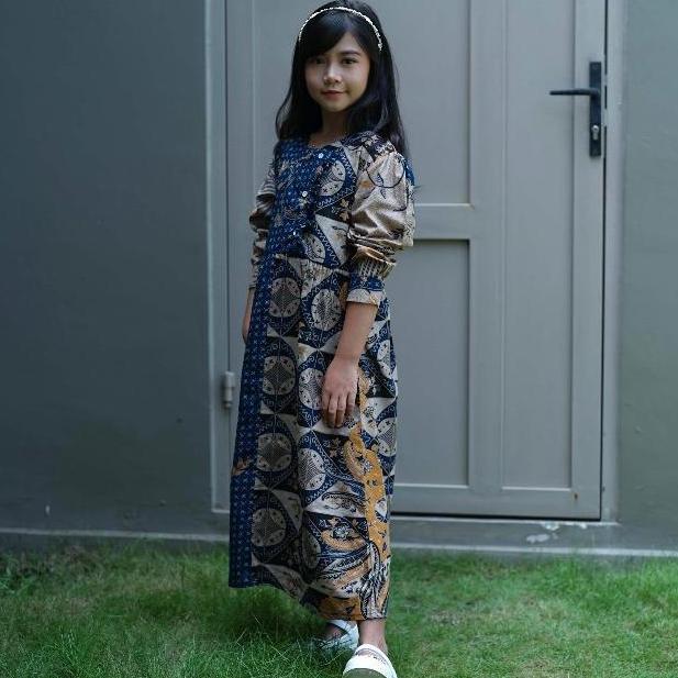 BATIK TRUSMI Gamis Batik Anak Perempuan Motif Burung Kombinasi