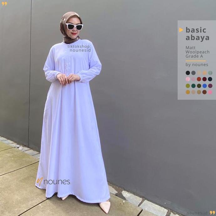 Nounes Basic Abaya Dress Gamis Daily Polos Wanita Muslim
