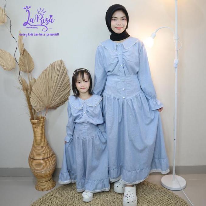 LARISA KIDSWEAR YUMNA SET MOMS and KIDS Baju Setelan Ibu dan Anak Perempuan Bahan Katun Salur Nyaman
