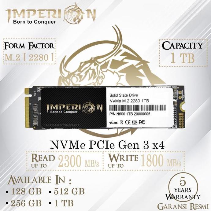 NEW SSD NVME M.2 1TB IMPERION SSD NVMe M.2 PCIe Gen3 GARANSI RESMI