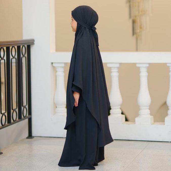 AnnaKids Set Gamis Syari Anak Perempuan Nabila - Hitam