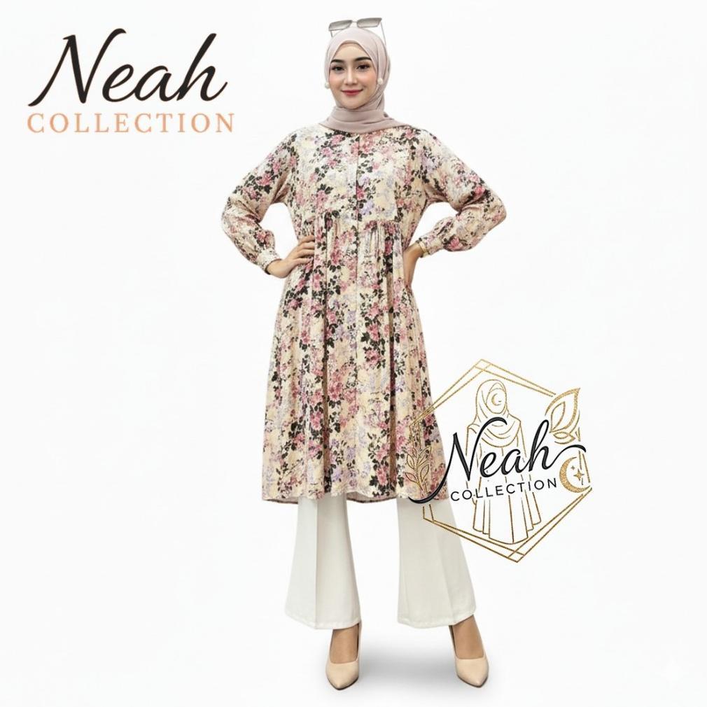 DISKON TUNIK NOORA MOTIF BUNGA KEKINIAN PREMIUM FASHION MUSLIMAH ELEGAN / TUNIK JUMBO BUMIL BUSUI FR