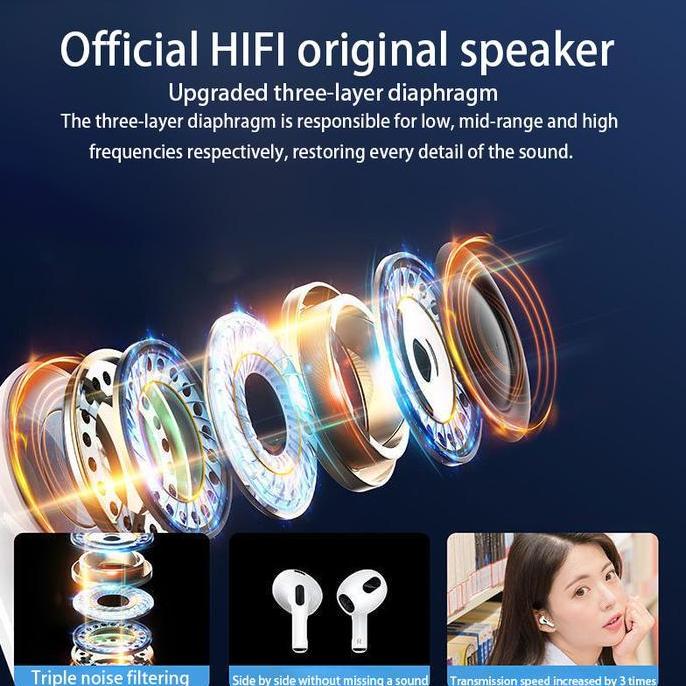 JBL Phantom 4 TWS Bluetooth Earphone 9D Stereo Nirkabel Headphone In-Ear HiFi Earbud HandsFree Heads