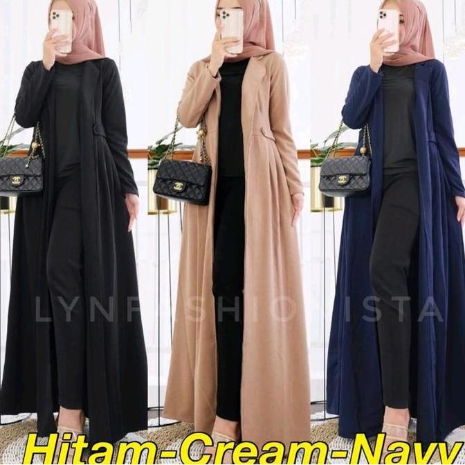 LONG CARDIGAN OUTER PANJANG WANITA MUSLIMAH LENGAN PANJANG KERAH JERUK TEBAL ADEM