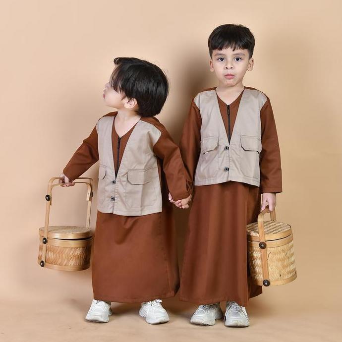 Jubah Gamis Rompi Lengan Panjang Anak Laki-Laki Usai 1-14 Tahun