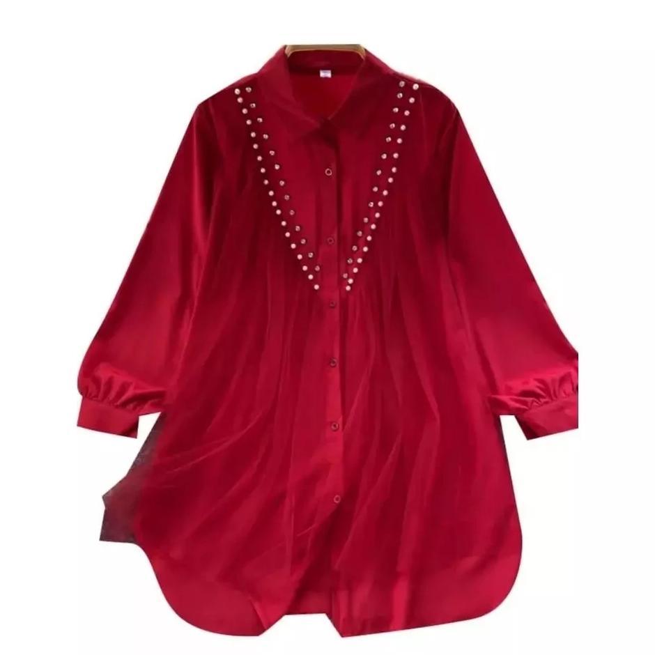 DISKON SHAQILA KEMEJA WANITA PAKAIAN WANITA MUSLIM TUNIK ATASAN MUTIARA