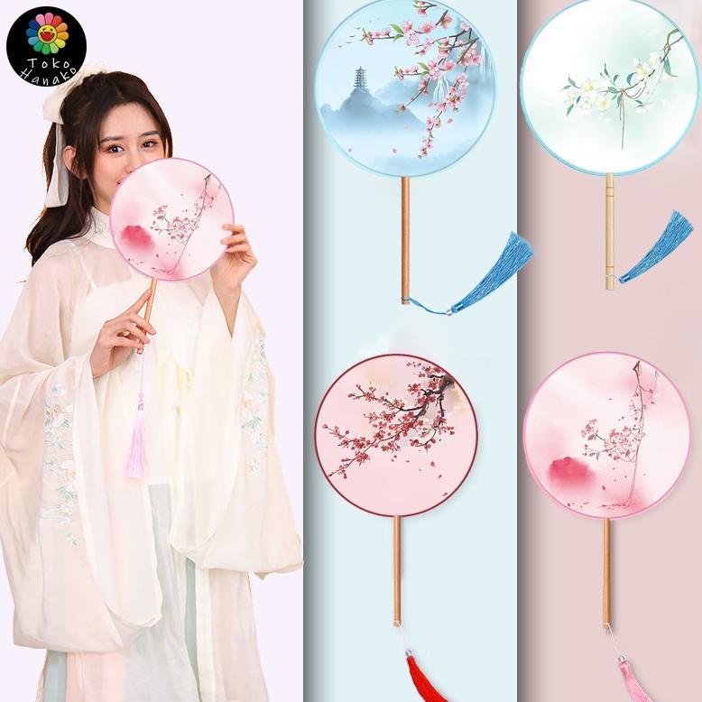 Diskon Imlek Kipas Kain Oriental Premium Kipas Kain Bulat Premium Kipas Sangjit Kipas Imlek