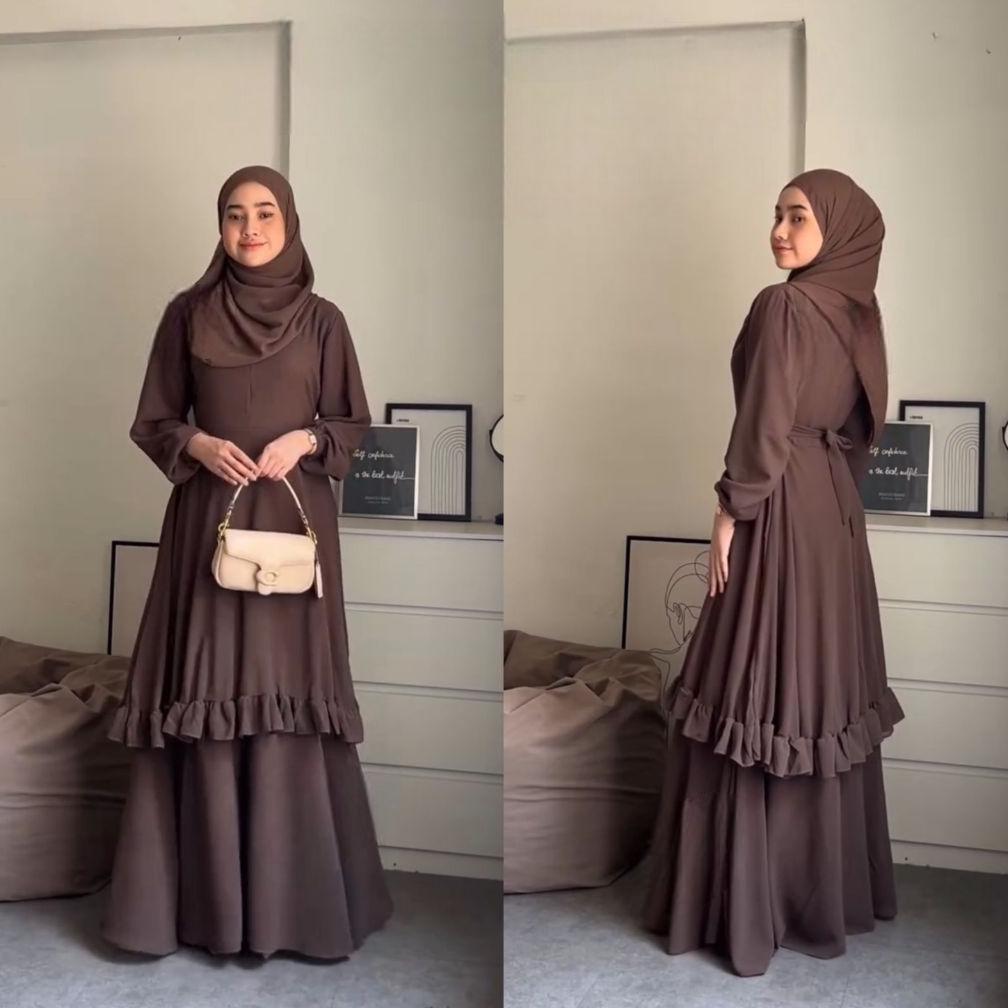 TERMURAH Gamis Malaysia Dewasa Ceruty Rempel Bawah Busui Friendly