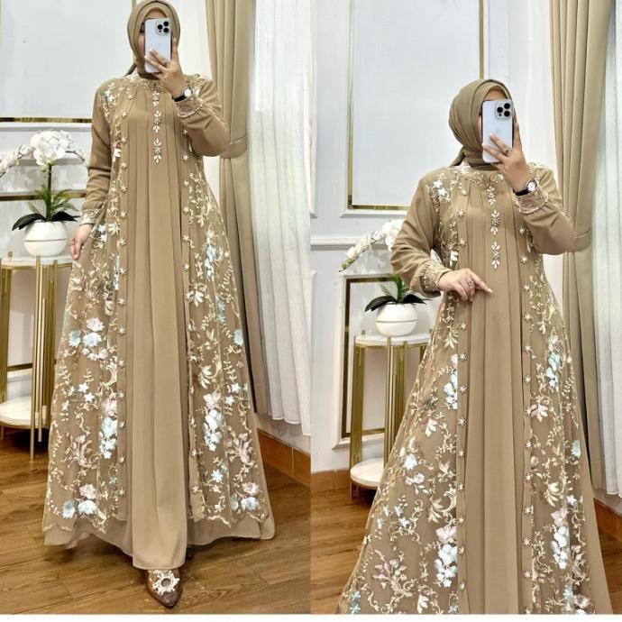 CUCI GUDANG Gamis Pesta Mewah Elegan Misela Drses BO Size M L XL XXL XXXL LD 100-130 CM PB 140 CM Ba