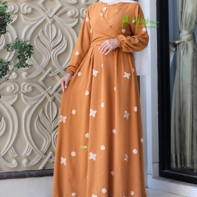 Homedress Crincle pompom//Gamis Crincle//Gamis New aini modiste Crinkle Gamis