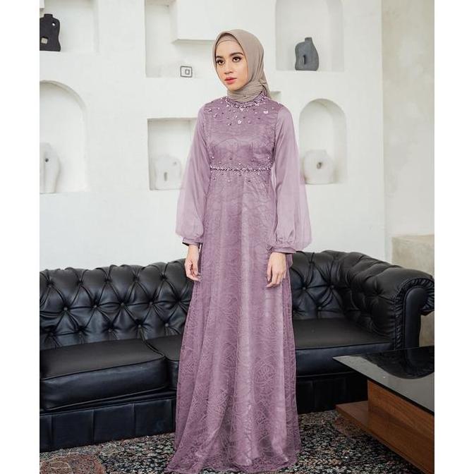 NADINE Dress Bridesmaid Baju muslim Lebaran Terbaru Gamis brokat wisuda sage green kondangan Gaun pe