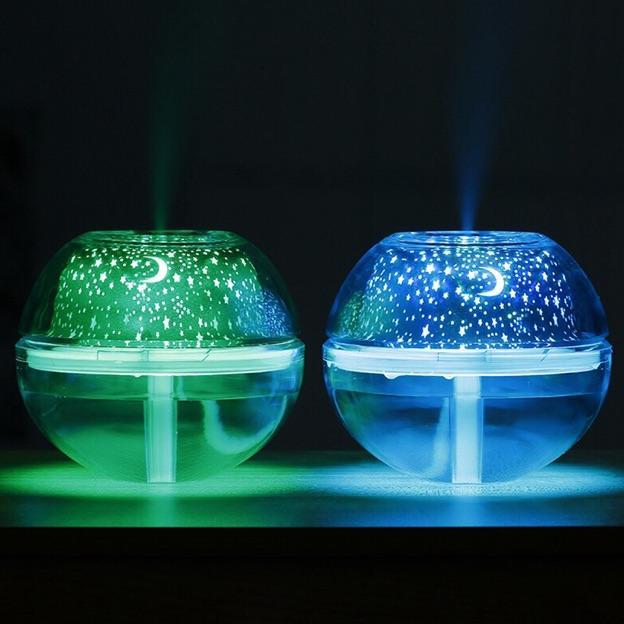 LED urifier Diffuser Humidifier Proyektor Lampu Tidur Bulan Bintang / Pelembab Ruangan ber AC