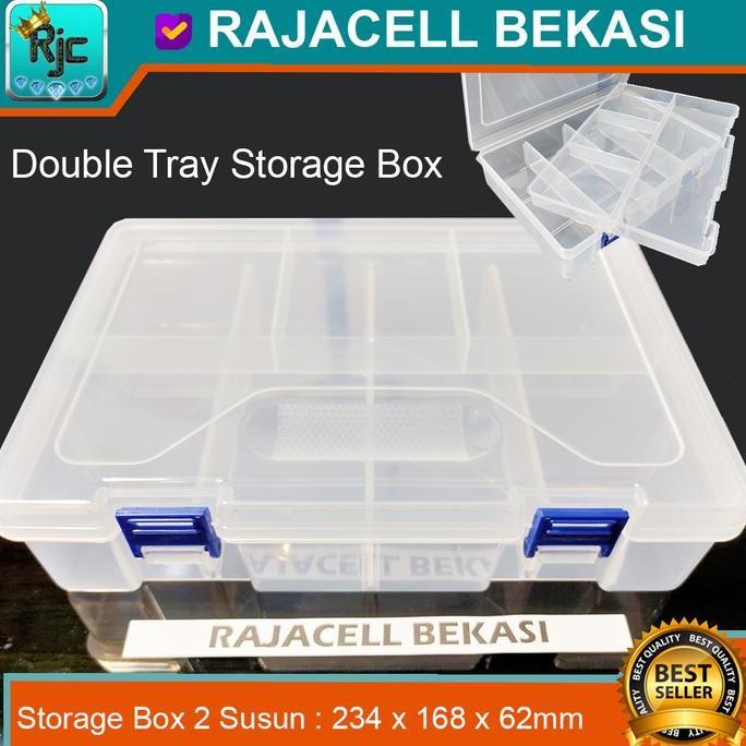 Orgnzr- Storage Box 2Susun Tempat Penyimpanan Komponen Elektronik 234*168*62Mm