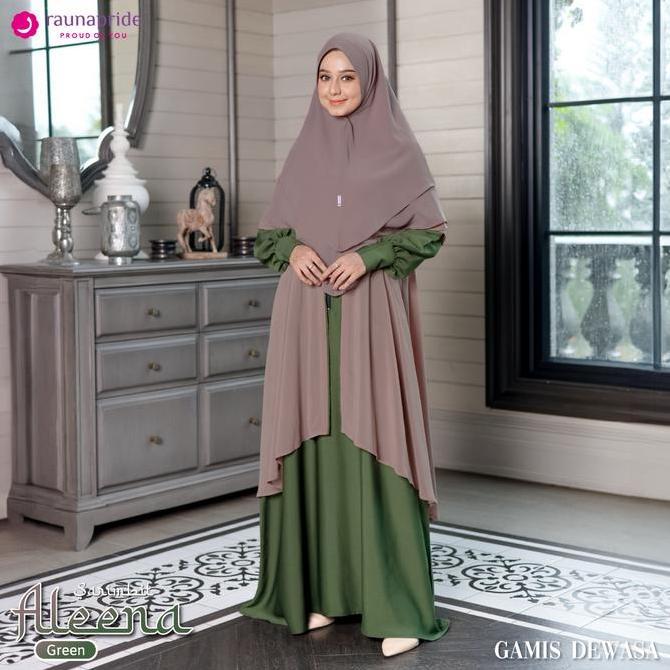 Rauna Pride - Baju Keluarga Rauna - Sarimbit Aleena - Green - Rauna Collection - Set Gamis Koko Musl
