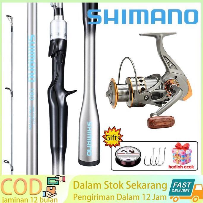 Langsungdapat- Shimano Set Joran Pancing Ultra Light M Carbon Fiber 1.65-2.1M - Combo Spinning Anti 