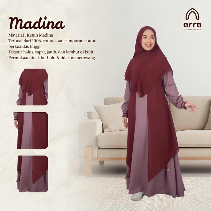 ARRA MADINA MAROON - Baju sarimbit muslim couple keluarga gamis koko ayah ibu anak laki laki cewe co