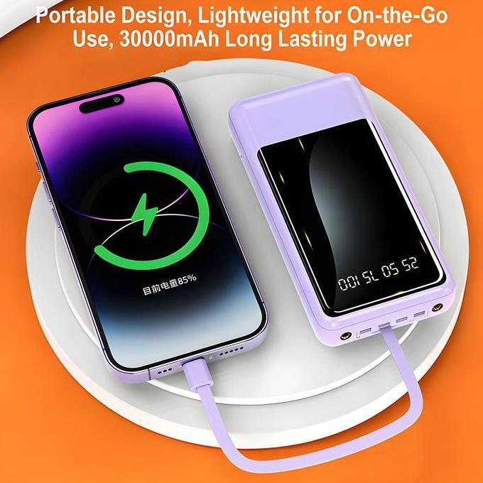 Lansungkirim- Lentiven Powerbank 30000Mah Cute Fast Charging Usb 3,0 Transparan Batre