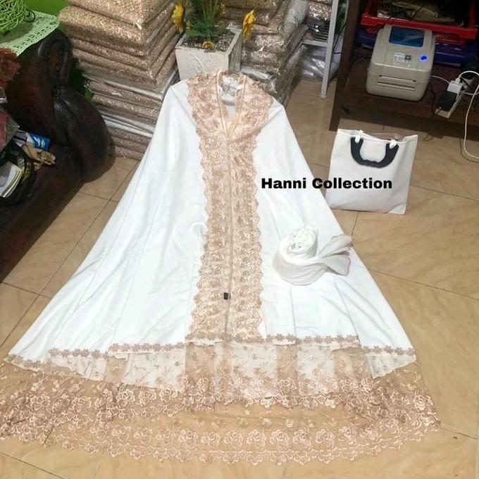 Mukena Dewasa Quensa Brukat Tulle Motif Bordir Bunga