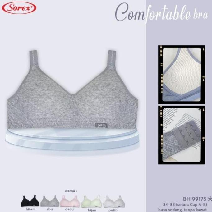 Yuksist- Sorex Bra Comfortable Sorex 99175 Kait 3 Tanpa Kawat  Bh  Wanitasetara Cup  Busa Tipis Mini