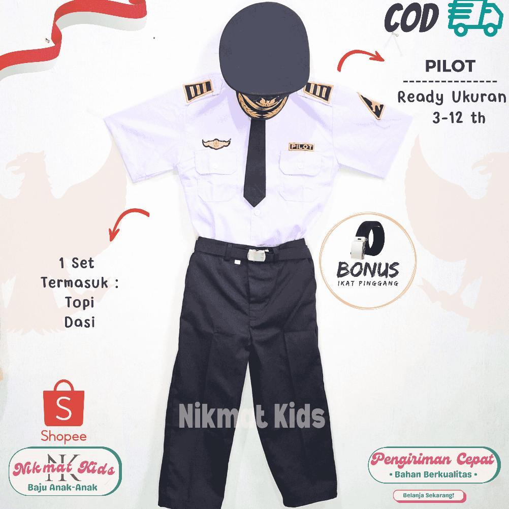 Baju Pilot Anak Laki Laki Seragam Profesi Pilot Pesawat Anak Kostum Pilot Baju Karnaval Tk Paud