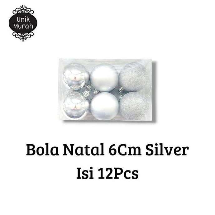// BOLA NATAL - BOLA NATAL SILVER 6CM ISI 12CM ''