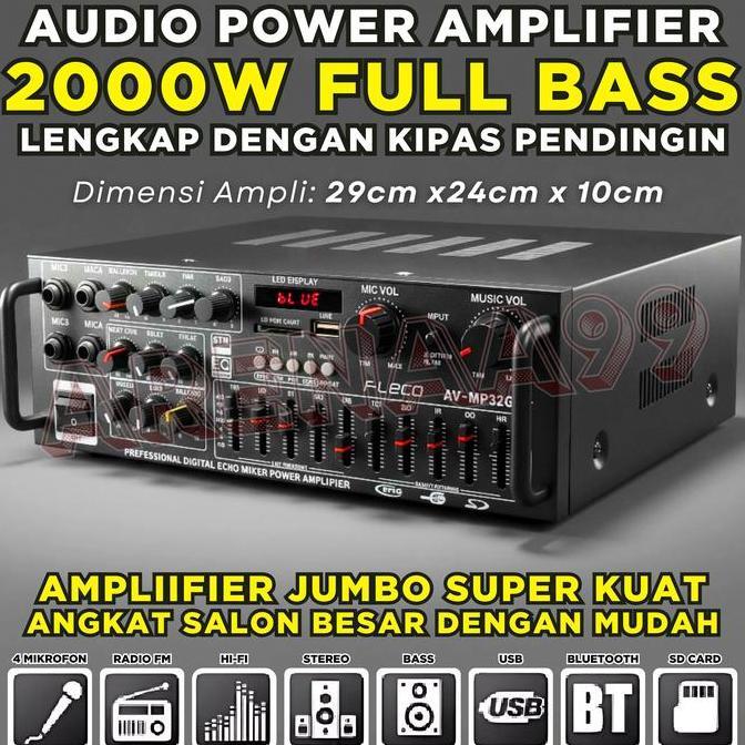 Ada Kipas Pendingin Amplifier Daya 2000 Watt Full Bass Untuk Salon Besar / Spaeker Jumbo Fleco AV-MP