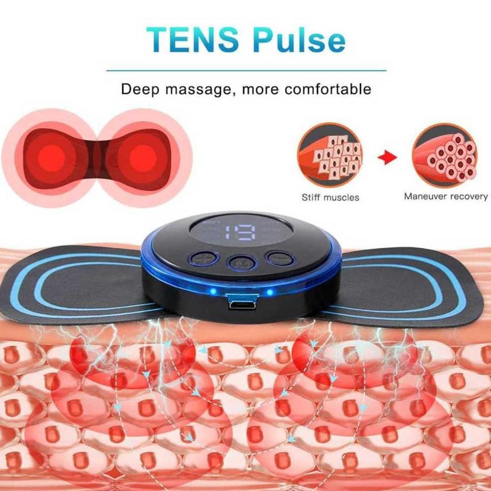 DISKON ALAT PIJAT ELEKTRIK EMS TEMPEL KABEL USB MULTIFUNGSI RECHARGING TERAPI LEHER PUNGGUNG PINGGAN