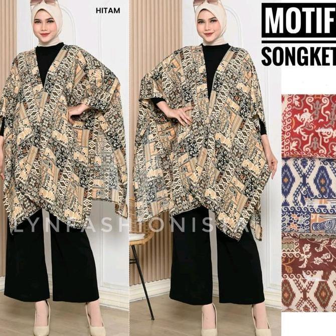 OUTER WANITA MUSLIM JUMBO CARDIGAN KALONG MOTIF BATIK BUNGA RAYON ADEM/8866 terlaris