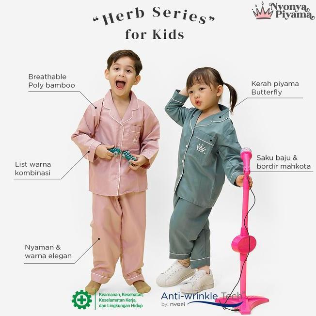 Nyonya Piyama Series Pajamas Poly Bamboo Anak Set Lengan Panjang