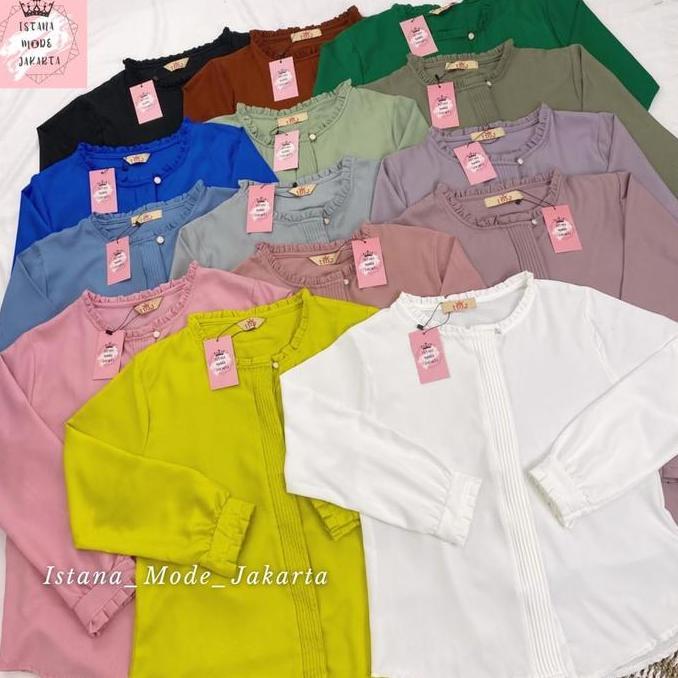 Imj Shakilla Lilac Blouse Premium Baju Atasan Wanita Lengan Panjang All Size Fit To XXL