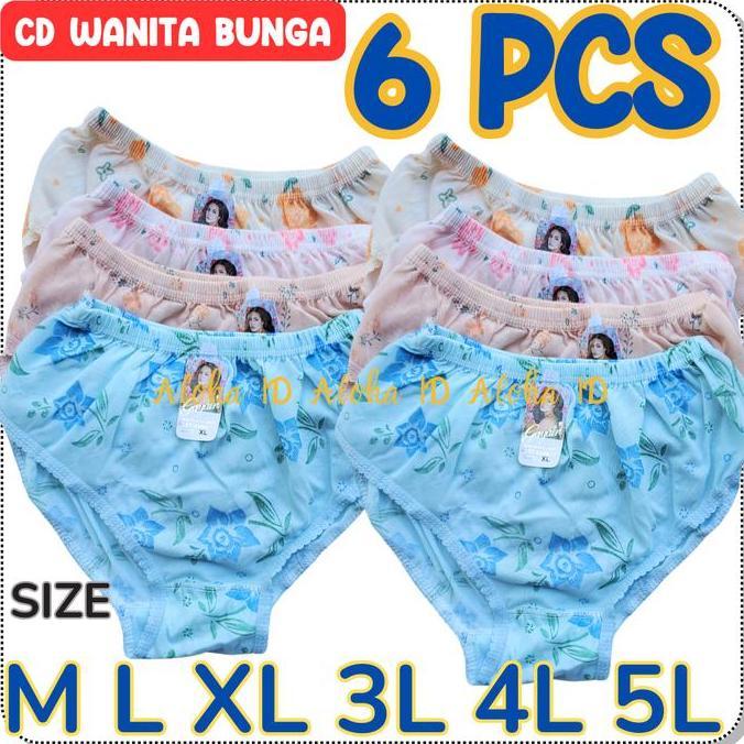 6 PCS CELANA DALAM WANITA MOTIF BUNGA  CANTIK CD Wanita Murah