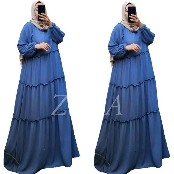 Zeba | Anisa Dress Jumbo LD 120 - 140 PB145+ Gamis Wanita Dewasa / Remaja Polos Mewah Gaun Ceruty Ba
