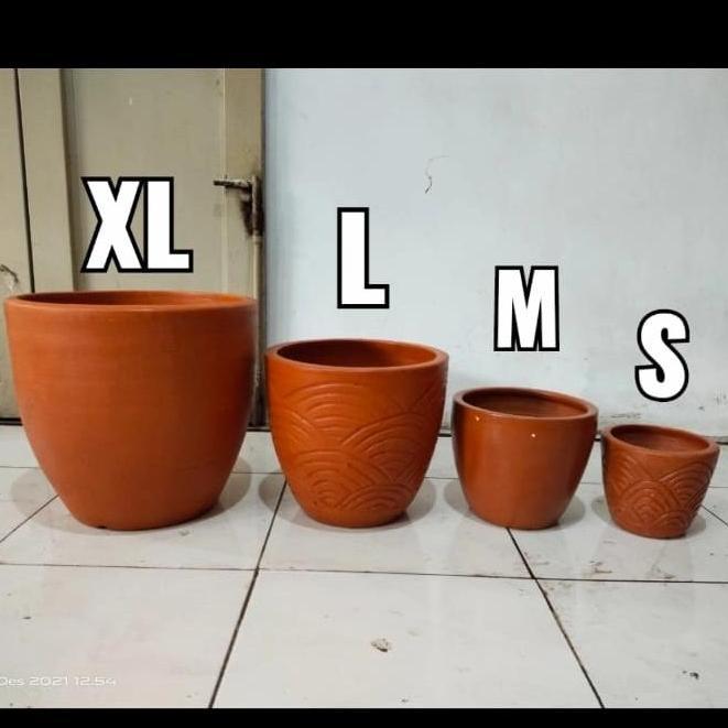 Tmn- Pot Gerabah Guci Jumbo, Pot Tanah Liat Besar, Khusus Go Jek