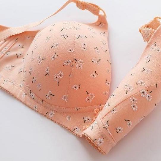 Lansungkirim- Bra Big Size Tanpa Kawat Motif Bunga Import Murah/Bh Busa Tipis Size Besar