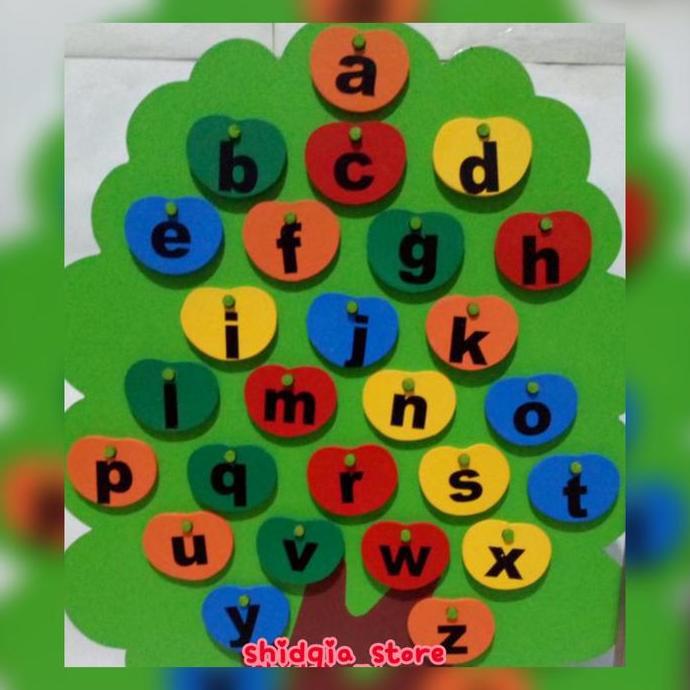 Hanya Isian Mainan Kayu Edukasi Pohon Huruf abjad, angka dan hijaiyah